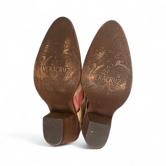 Veracruz Sundance Triga Cutout Tan Leather Booties Ankle Size 40 US 9.5 Zip - Picture 5 of 7